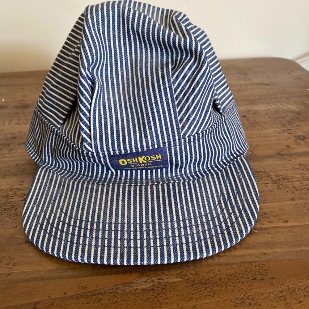 USA made Oshkosh B'Gosh Railroad Hickory Stripe Train Conductor Snapback Hat